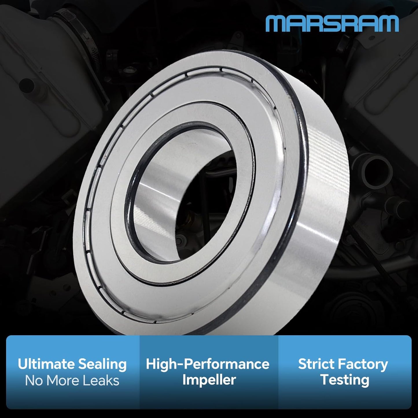 Marsram Engine Water Pump w/Thermostat Compatible with Chevy GMC Cadillac Hummer Workhorse, 1999-2006 Silverado Sierra, 2003-2006 Tahoe Suburban Express TrailBlazer Yukon, 4.8L 5.3L 6.0L V8, OE AW5104