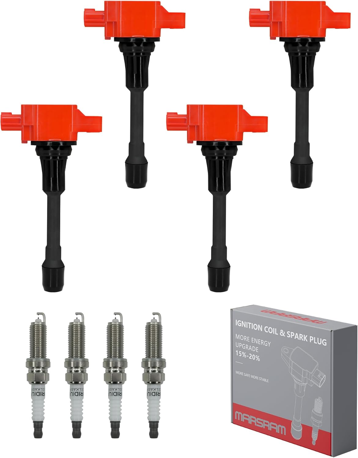 Marsram Ignition Coil Pack UF549 and Spark Plug 9029 set of 4 for 2007 2008 2009 2010 2011 2012 Nissan Altima Versa Sentra Cube NV200 2013 2014 2015 Infiniti M56 FX50 QX60 1.6/1.8/2.0/2.5/5.0/5.6L