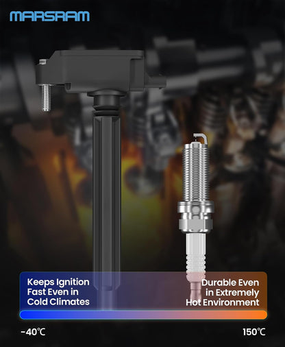 Marsram Ignition Coil Pack UF807 & Double Iridium Spark Plugs 93175 6 Set | Compatible with Jeep Dodge Chrysler, 2016-2018 Grand Cherokee Durango, 2018 Wrangler, 2017-2018 Pacifica, 3.6L V6, 68223569AB
