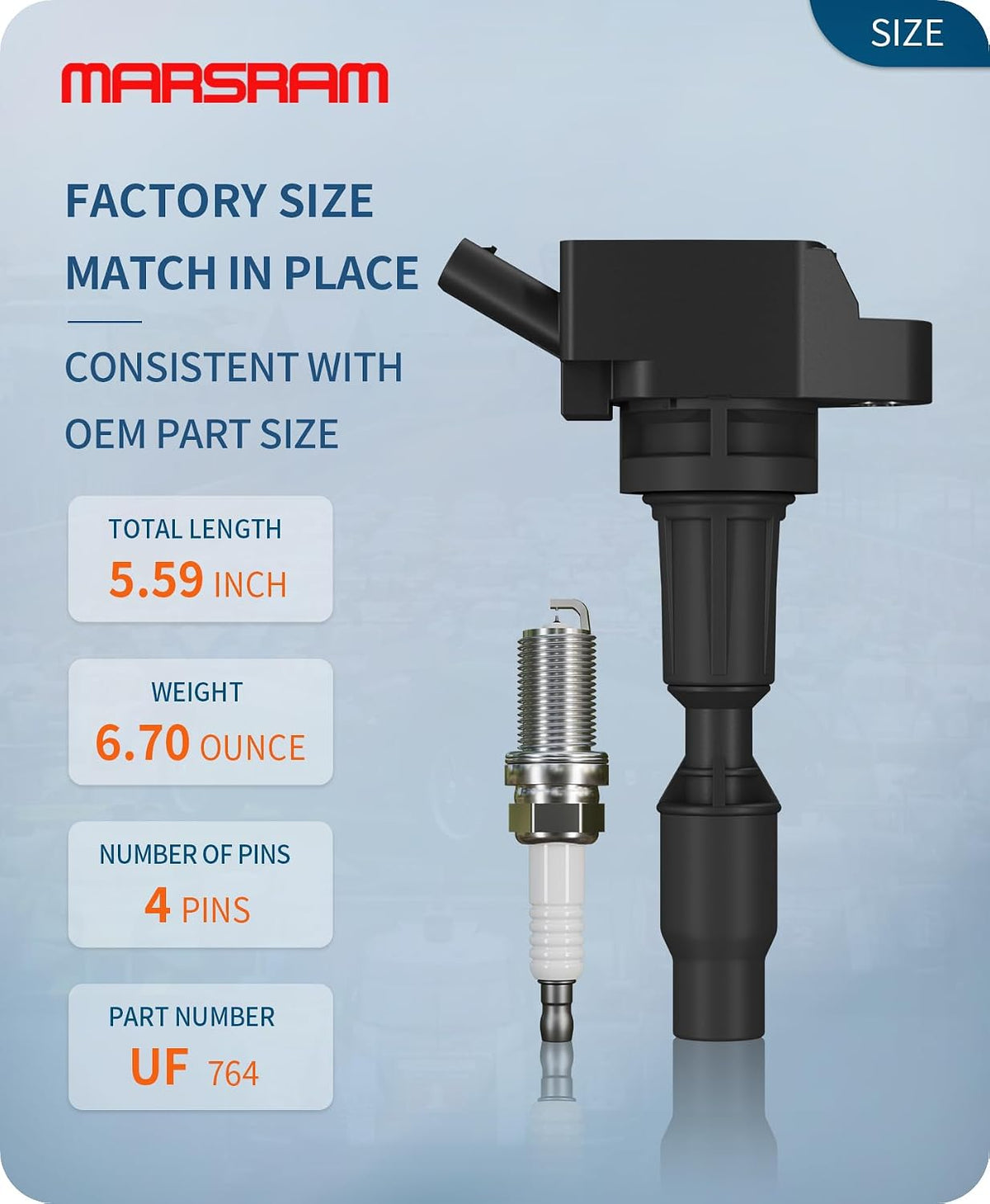 Marsram Ignition Coil Pack UF764 Spark Plug for 2016-2020 Kia Optima 2.4L
