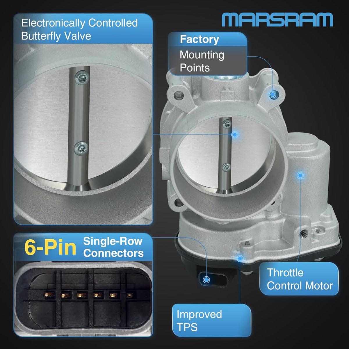 Marsram Throttle Body Fit for Ford Lincoln, 3.5L V6, Replaces BL3Z9E926B
