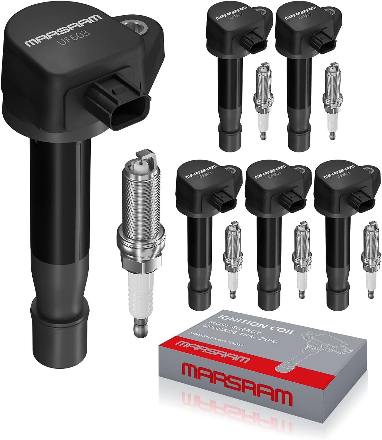 Marsram Ignition Coil Pack Spark Plug UF603 - Double Iridium for 2019-2021 Enclave Preferred 3.6L, 2014-2018 Enclave Premium 3.6L