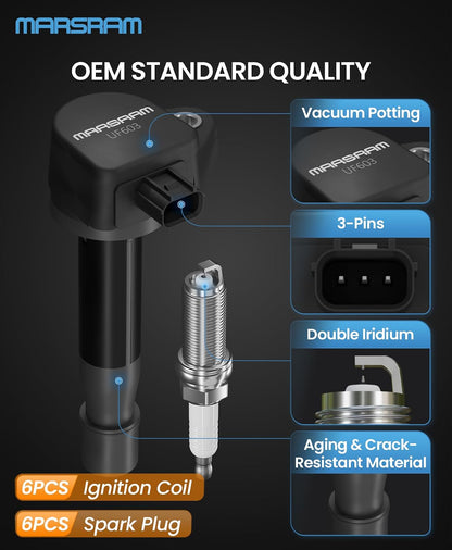 Marsram Ignition Coil Pack Spark Plug UF603 - Double Iridium for 2019-2021 Enclave Preferred 3.6L, 2014-2018 Enclave Premium 3.6L