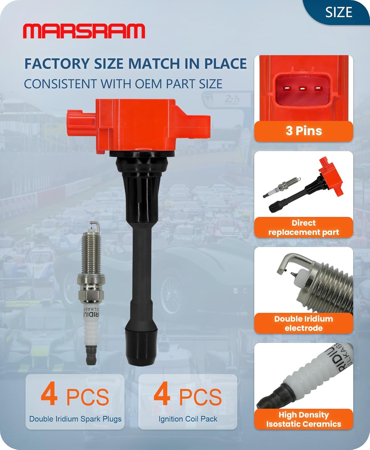 Marsram Ignition Coil Pack UF549 and Spark Plug 9029 set of 4 for 2007 2008 2009 2010 2011 2012 Nissan Altima Versa Sentra Cube NV200 2013 2014 2015 Infiniti M56 FX50 QX60 1.6/1.8/2.0/2.5/5.0/5.6L