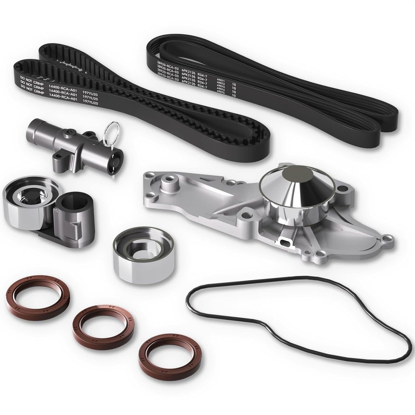 Marsram Timing Belt Kit with Water Pump Compatible with Honda Acura Saturn, 2003-2017 Accord 2006-2013 Pilot Odyssey Ridgeline MDX TSX TL 3.0L 3.2L 3.5L 3.7L V6, Replaces TKH-002 19200RDVJ01 TCKWP329