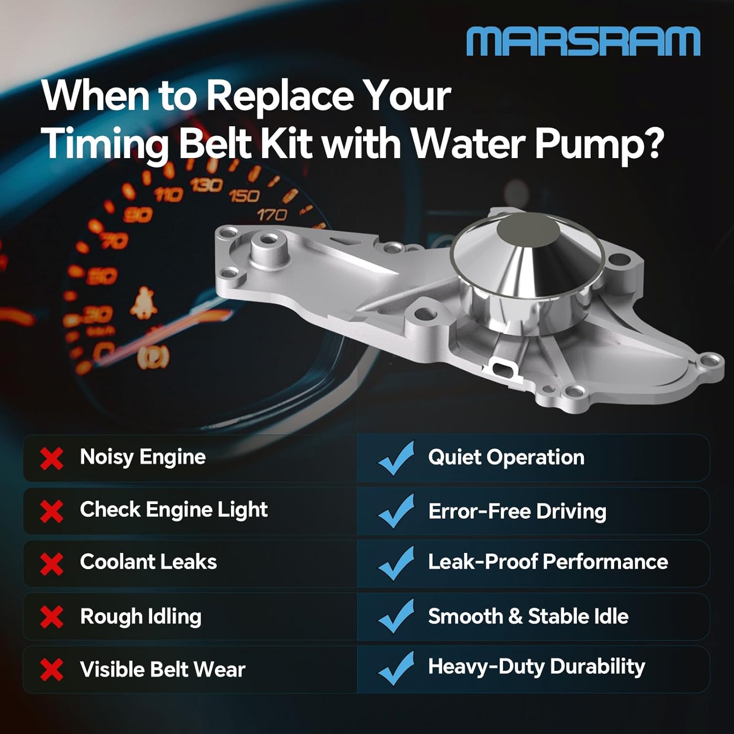 Marsram Timing Belt Kit with Water Pump Compatible with Honda Acura Saturn, 2003-2017 Accord 2006-2013 Pilot Odyssey Ridgeline MDX TSX TL 3.0L 3.2L 3.5L 3.7L V6, Replaces TKH-002 19200RDVJ01 TCKWP329