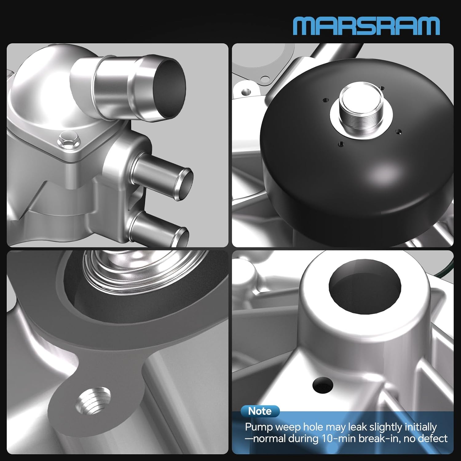Marsram Engine Water Pump w/Thermostat Compatible with Chevy GMC Cadillac Hummer Workhorse, 1999-2006 Silverado Sierra, 2003-2006 Tahoe Suburban Express TrailBlazer Yukon, 4.8L 5.3L 6.0L V8, OE AW5104