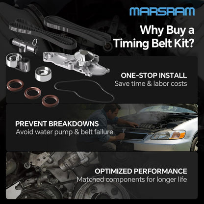 Marsram Timing Belt Kit with Water Pump Compatible with Honda Acura Saturn, 2003-2017 Accord 2006-2013 Pilot Odyssey Ridgeline MDX TSX TL 3.0L 3.2L 3.5L 3.7L V6, Replaces TKH-002 19200RDVJ01 TCKWP329