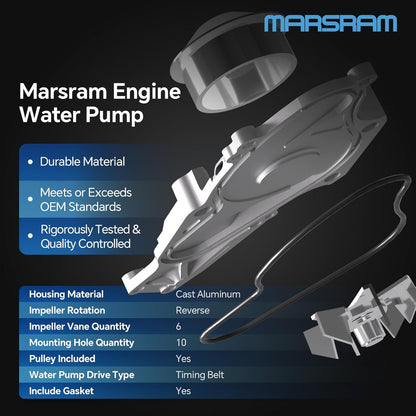 Marsram Timing Belt Kit with Water Pump Compatible with Honda Acura Saturn, 2003-2017 Accord 2006-2013 Pilot Odyssey Ridgeline MDX TSX TL 3.0L 3.2L 3.5L 3.7L V6, Replaces TKH-002 19200RDVJ01 TCKWP329