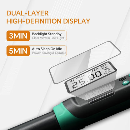 Marsram Adjustable Digital Torque Wrench 5-99.6ft.lbs/6.8-135N.m, Interchangeable Electronic Torque Wrench With 5-35mm Jaw And 3/8" Drive Ratchet Head With Buzzer And LED, For HVAC Car Moto Repair