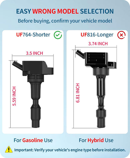 Marsram Ignition Coil Pack UF764 Spark Plug for 2016-2020 Kia Optima 2.4L
