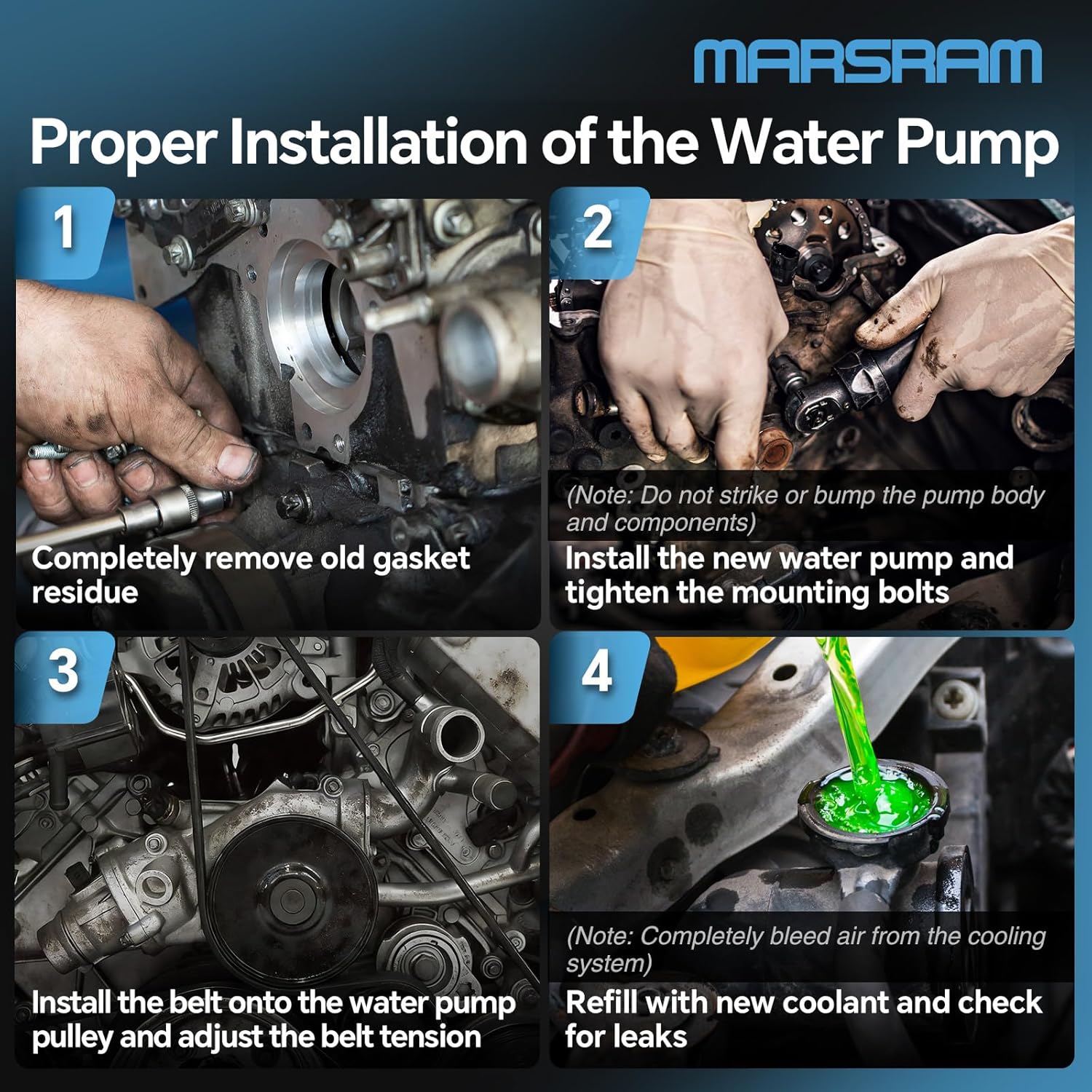 Marsram Engine Water Pump w/Thermostat Compatible with Chevy GMC Cadillac Hummer Workhorse, 1999-2006 Silverado Sierra, 2003-2006 Tahoe Suburban Express TrailBlazer Yukon, 4.8L 5.3L 6.0L V8, OE AW5104