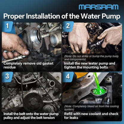 Marsram Engine Water Pump w/Thermostat Compatible with Chevy GMC Cadillac Hummer Workhorse, 1999-2006 Silverado Sierra, 2003-2006 Tahoe Suburban Express TrailBlazer Yukon, 4.8L 5.3L 6.0L V8, OE AW5104