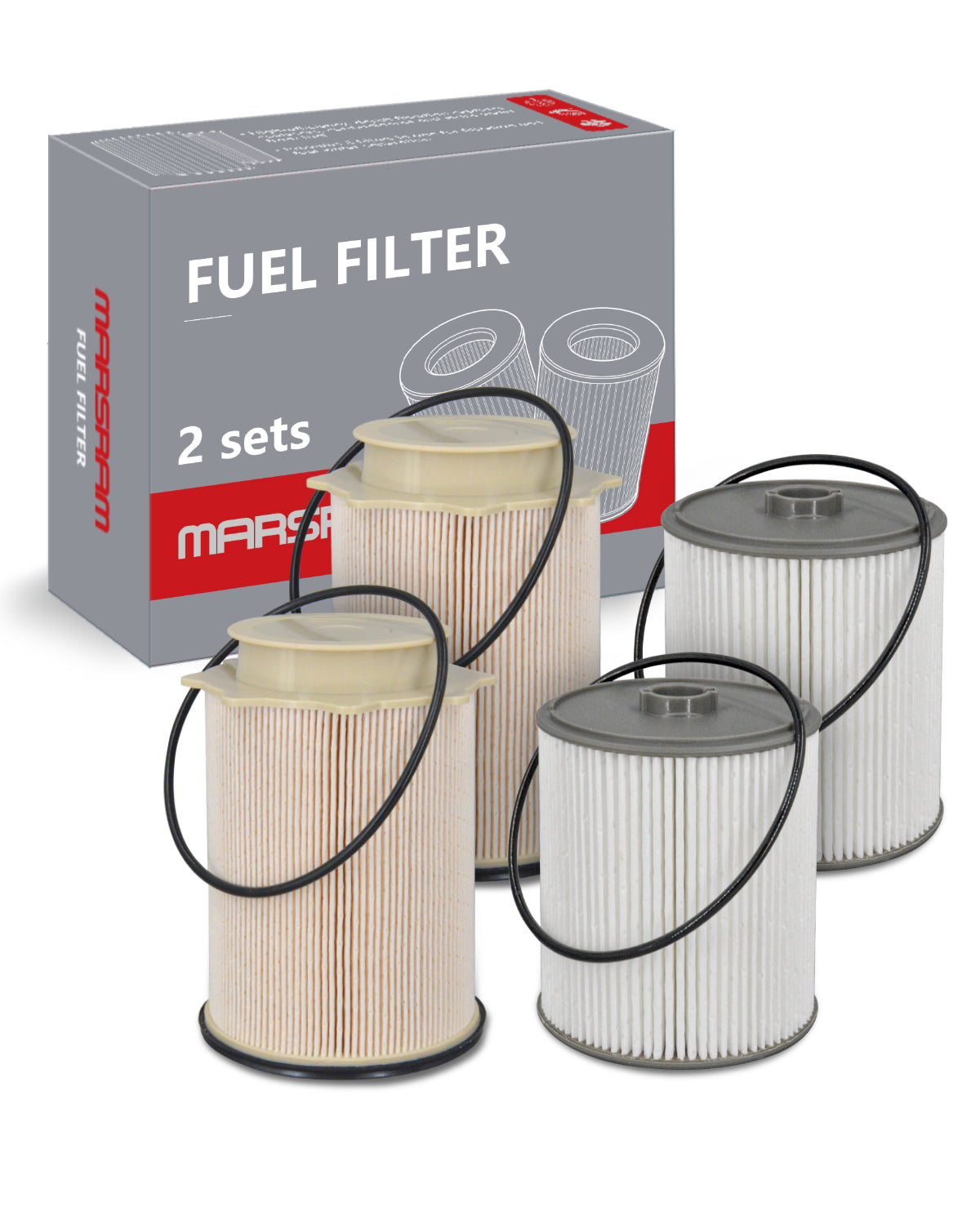 Marsram 6.7 Cummins Fuel Filter Water Separator Set fits for 2019-2024 Dodge Ram 2500-5500 6.7L Cummins Diesel Turbo Engines, Replace 68157291AA 68436631AA