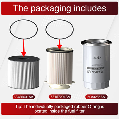 Marsram 6.7 Cummins Fuel Filter and Oil Filter Kit Replaces 68157291AA 68436631AA 5083285AA