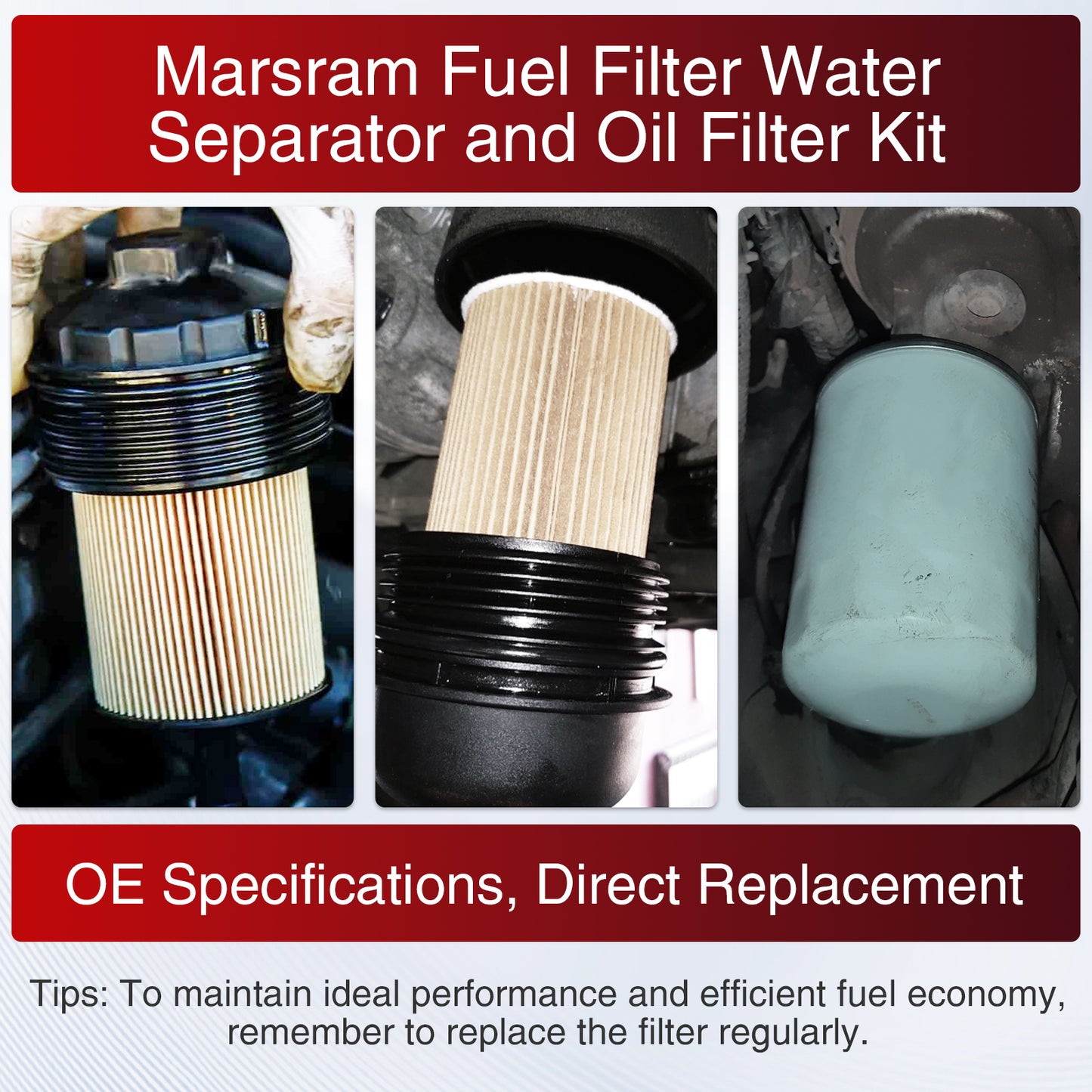 Marsram 6.7 Cummins Fuel Filter and Oil Filter Kit Replaces 68157291AA 68436631AA 5083285AA