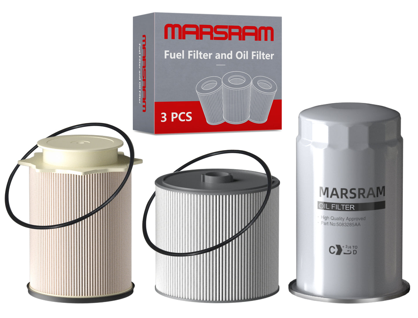 Marsram 6.7 Cummins Fuel Filter and Oil Filter Kit Replaces 68157291AA 68436631AA 5083285AA
