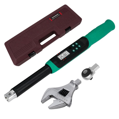 Marsram Adjustable Digital Torque Wrench 5-99.6ft.lbs/6.8-135N.m, Interchangeable Electronic Torque Wrench With 5-35mm Jaw And 3/8" Drive Ratchet Head With Buzzer And LED, For HVAC Car Moto Repair