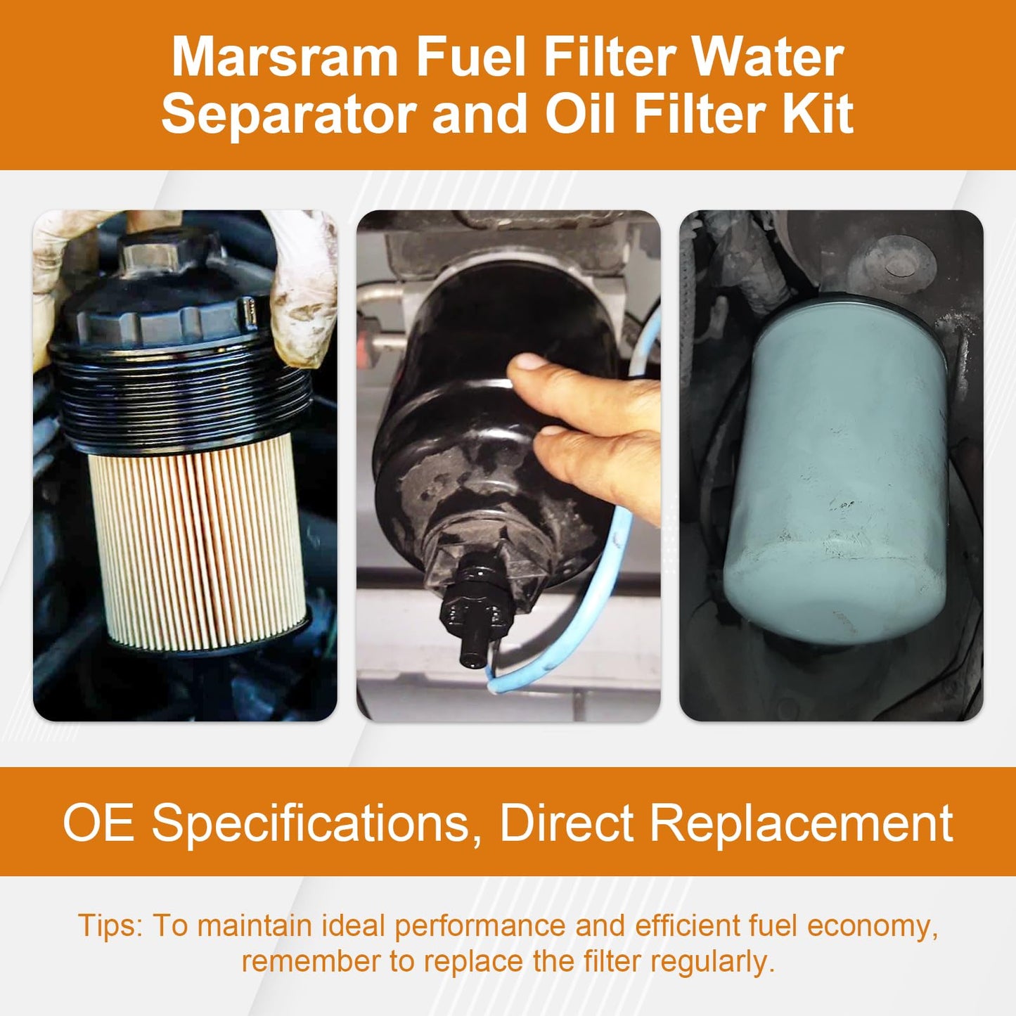 Marsram 6.7 Cummins Fuel Filter and Oil Filter Fits Replaces 68157291AA 68197867AA 5083285AA