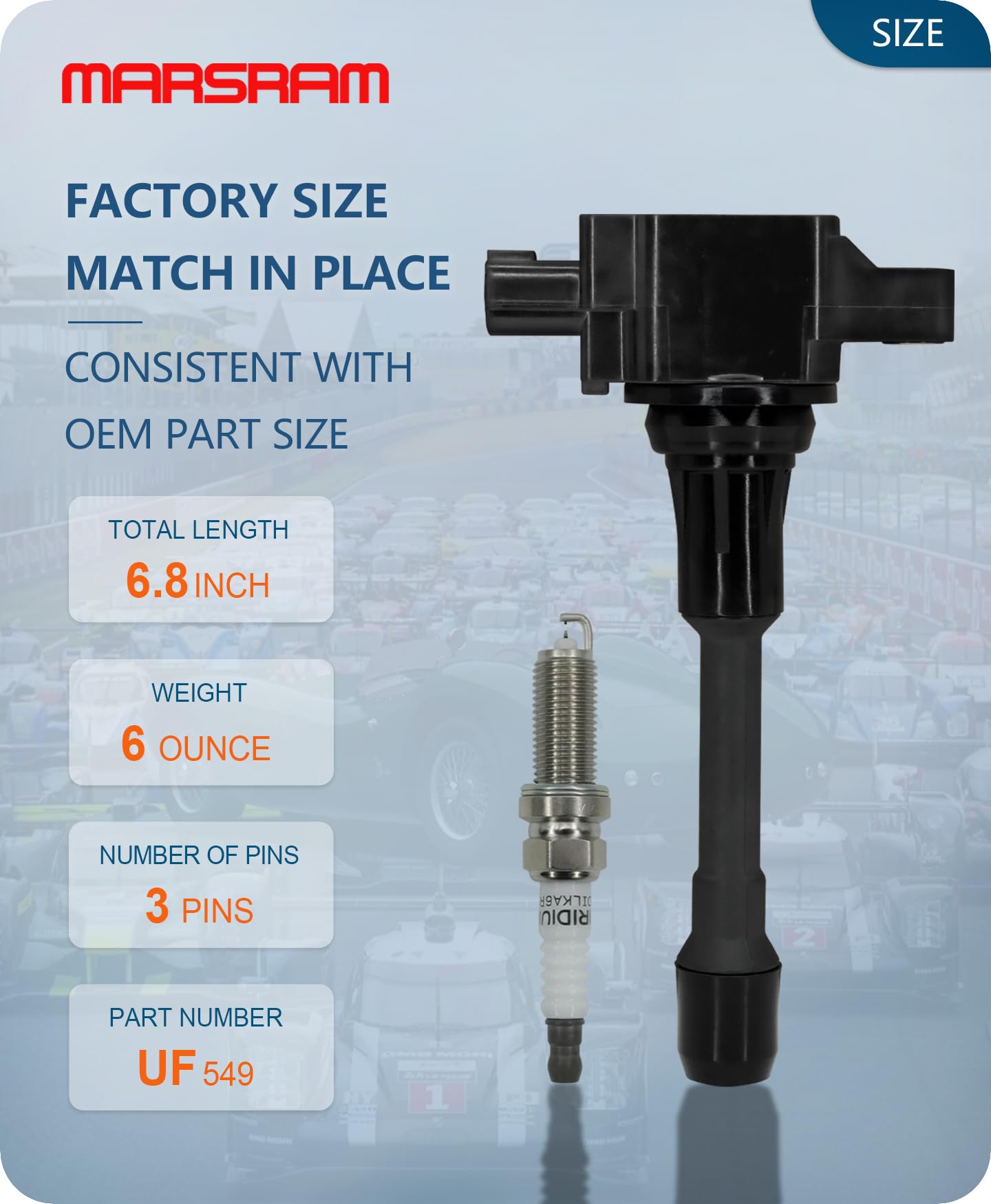 Marsram Ignition Coil Pack UF549 and Spark Plug 9029 8 PCS