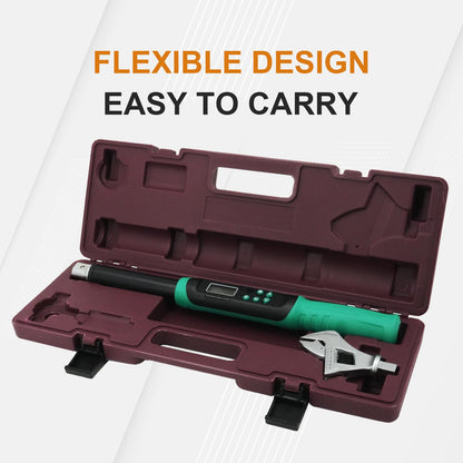 Marsram Adjustable Digital Torque Wrench, 5-99.6ft.lbs/6.8-135N.m, 5-35mm Jaw, Open End Interchangeable Electronic Torque Wrench With Buzzer And LED, For HVAC Car Moto Repair Tool, Calibrated