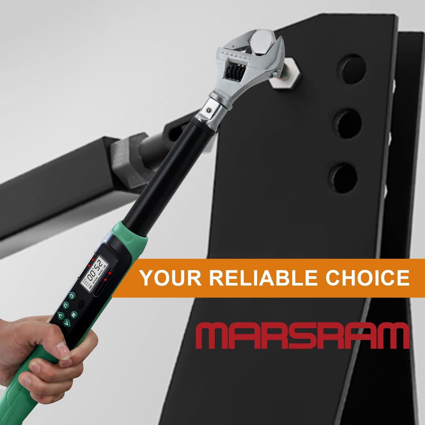 Marsram Adjustable Digital Torque Wrench, 5-99.6ft.lbs/6.8-135N.m, 5-35mm Jaw, Open End Interchangeable Electronic Torque Wrench With Buzzer And LED, For HVAC Car Moto Repair Tool, Calibrated